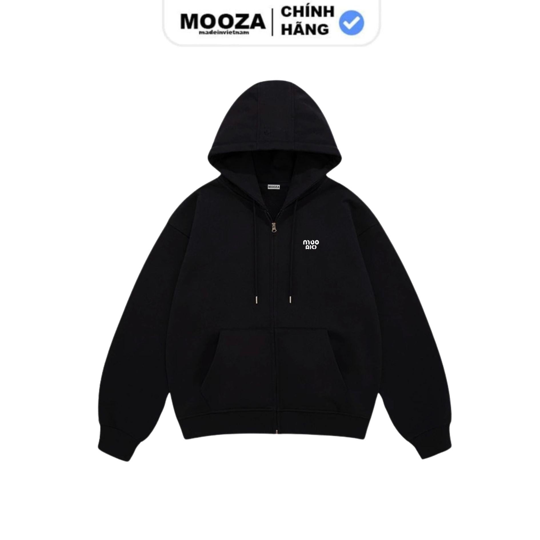 Áo Hoodie Zip Mooza Vải Nỉ 2 Da Form Rộng Nam Nữ Premium