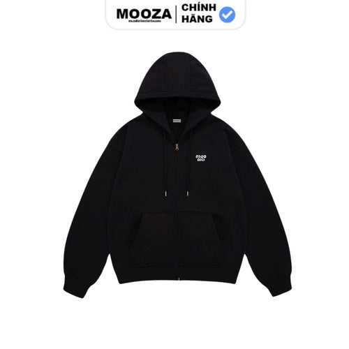 Áo Hoodie Zip Mooza Vải Nỉ 2 Da Form Rộng Nam Nữ Premium