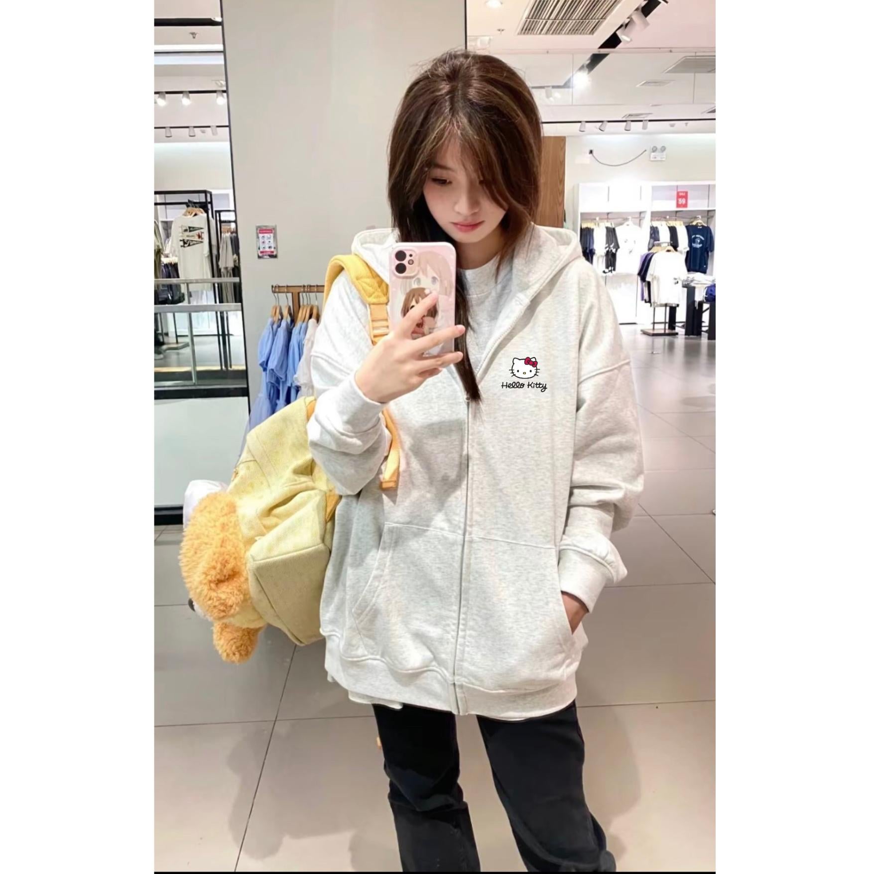 Áo Hoodie Zip Hello Kitty Form Rộng Nam Nữ 680GSM Premium/ Local Brand Chính Hãng