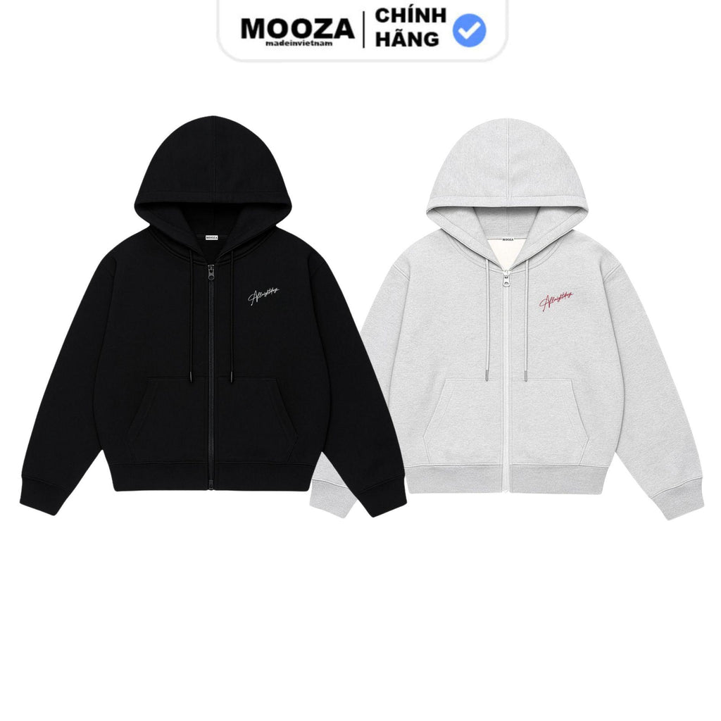 Áo Hoodie Zip Nỉ 2 Da Form Boxy Mooza Studio Dành Cho Nam Nữ Local Brand/Signature