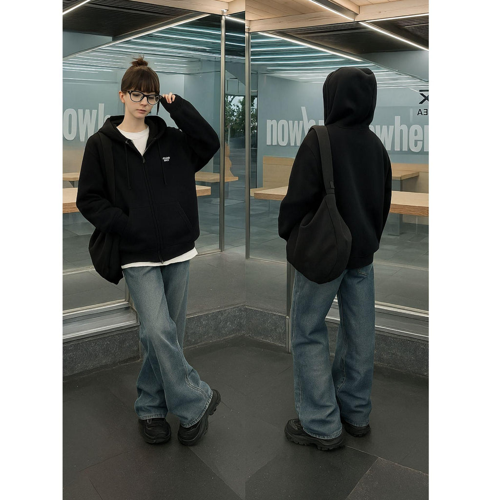 Áo Hoodie Zip Mooza Vải Nỉ 2 Da Form Rộng Nam Nữ Premium