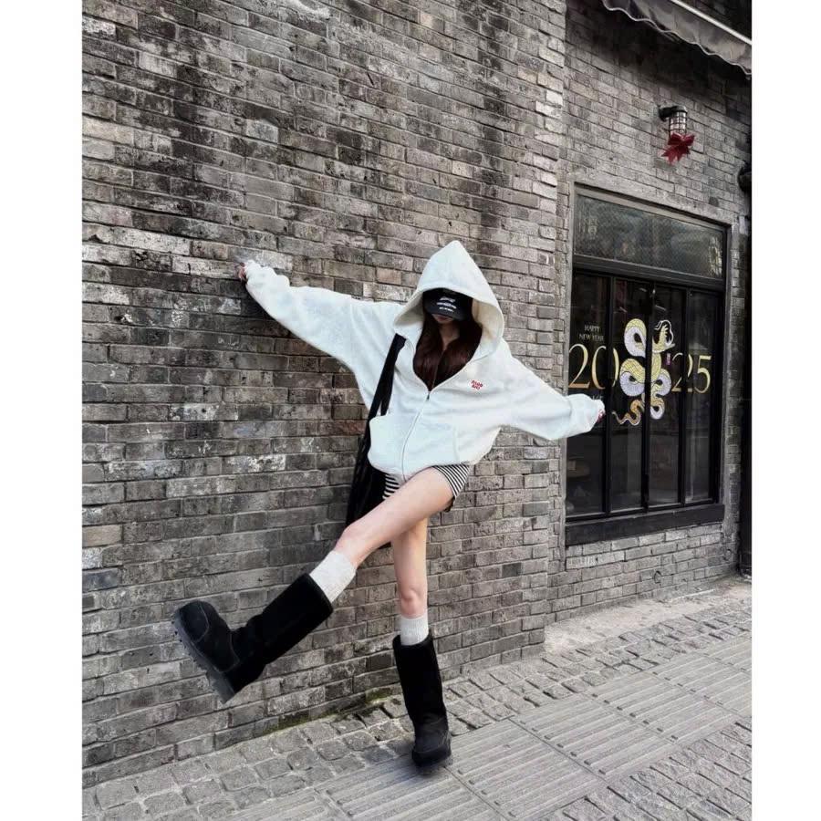 Áo Hoodie Zip Mooza Vải Nỉ 2 Da Form Rộng Nam Nữ Premium