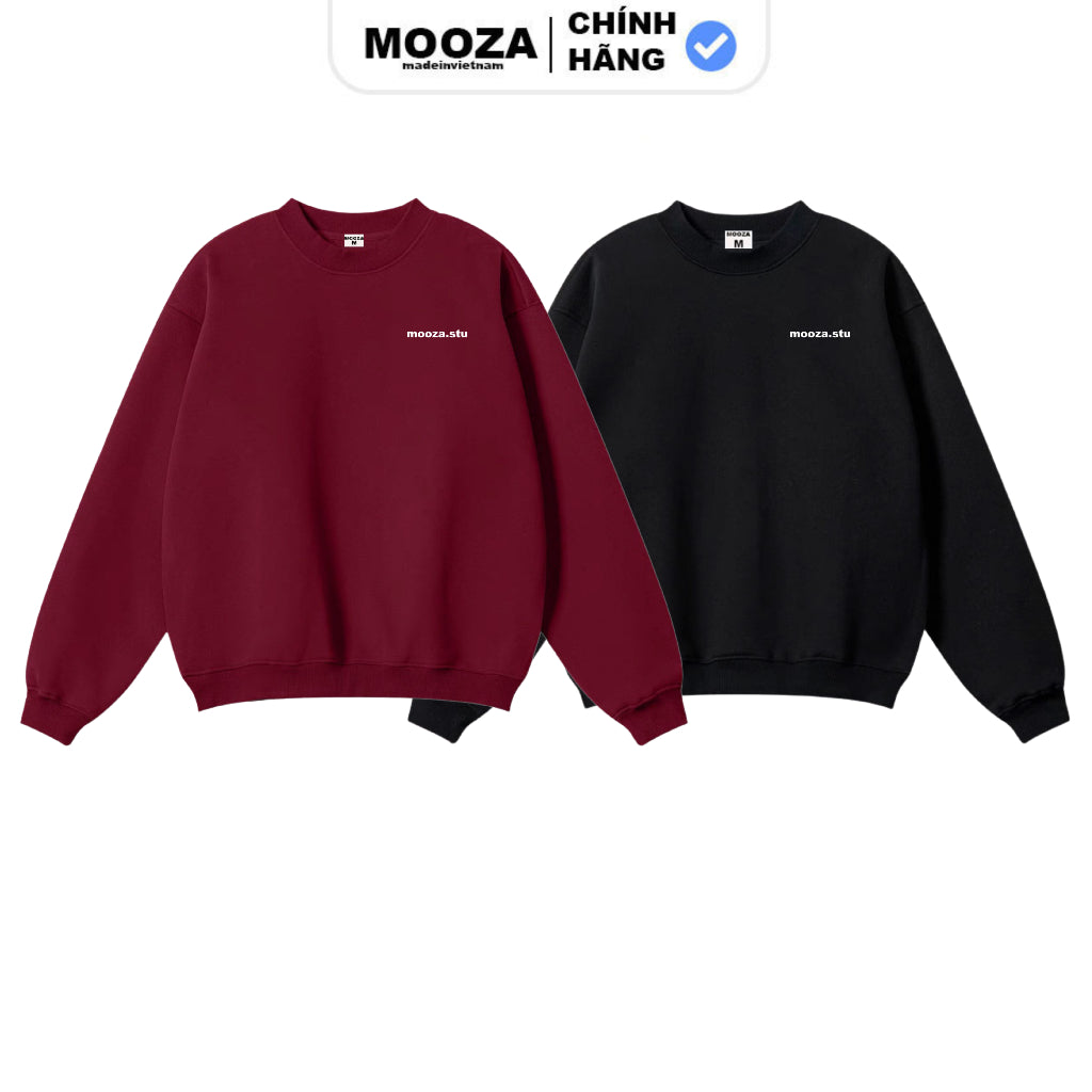 Áo Sweater Mooza Studio, Form rộng Nam Nữ Nỉ lót lông Cotton 100% Unisex Local Brand