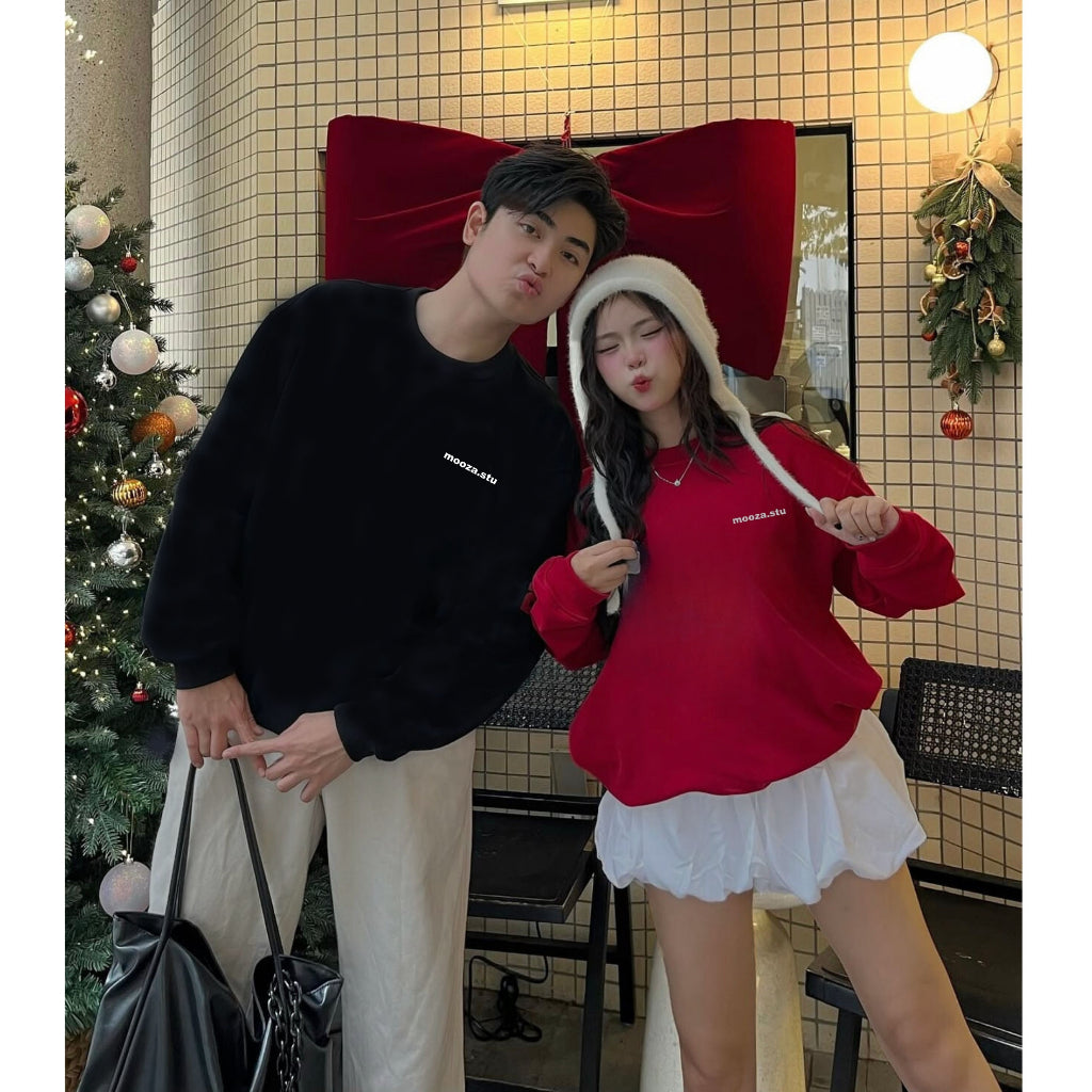 Áo Sweater Mooza Studio, Form rộng Nam Nữ Nỉ lót lông Cotton 100% Unisex Local Brand